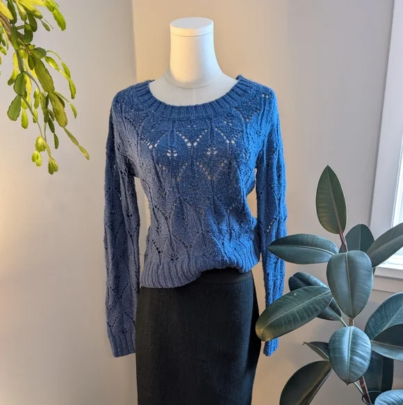 Lace Knit Blue Sweater - Picture 13 of 13